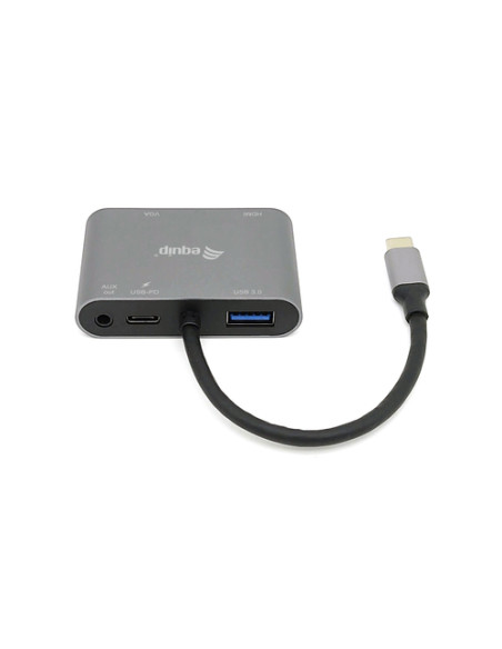 Equip Adattatore multifunzione USB-C 5 in 1, HDMI, VGA (HD15), PD 100W, USB3.0, AUX