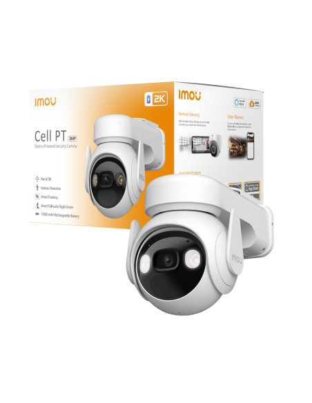 Imou Cell PT - Telecamera da Esterno a batteria con risoluzione 2K (3MP), Rilevamento Movimento/Umano, Visione Notturna a Colori