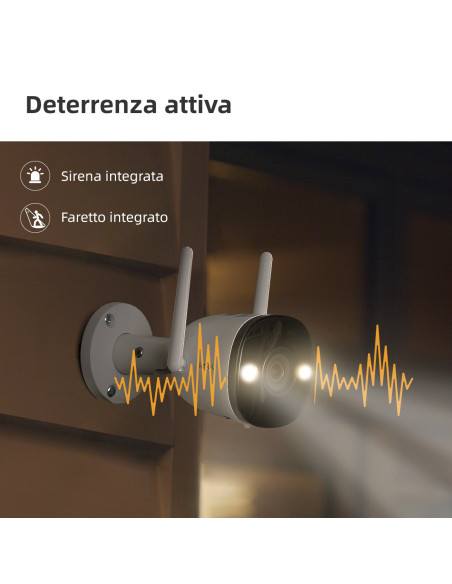 Imou Bullet 2 Full HD (2Mp) Telecamera di sicurezza Wifi da esterno Full color con sirena e faretto