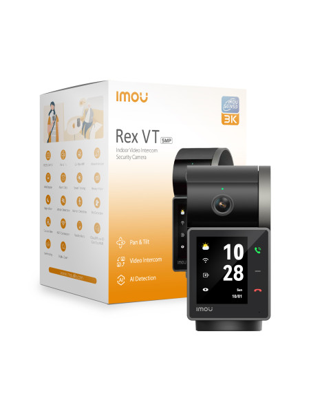 Imou Telecamera REX VT Pro da 3K (5Mp) motorizzata con schermo a colori per effettuare videochiamate. Funzione memo e tracking