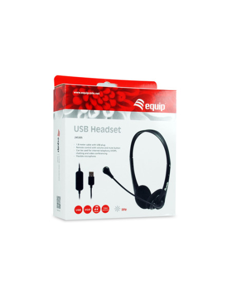 Equip 245305 cuffia e auricolare Cablato A Padiglione Ufficio USB tipo A Nero
