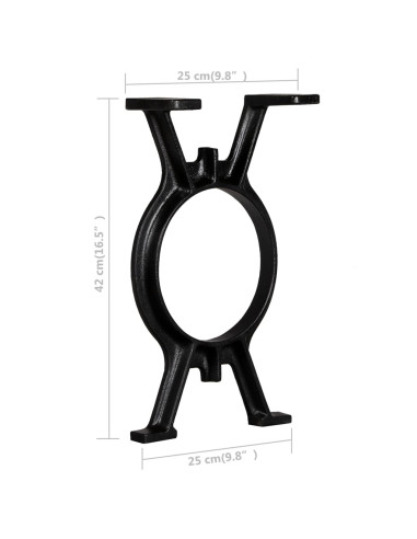 Gambe per Panca 2 pz a Forma di O in Ghisa