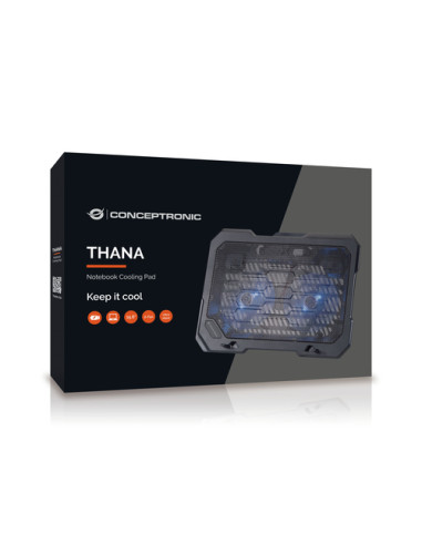 Conceptronic THANA01B base di raffreddamento per laptop 39,6 cm (15.6") Nero