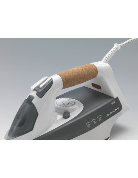 Ariete Steam Iron 6232 Grey - Ferro da stiro con piastra Acciaio Inox - manico in sughero - serbatoio 300 ml - 2200 Watt - Bianc