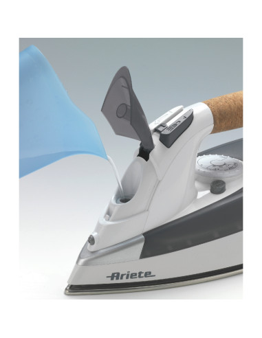 Ariete Steam Iron 6232 Grey - Ferro da stiro con piastra Acciaio Inox - manico in sughero - serbatoio 300 ml - 2200 Watt - Bianc