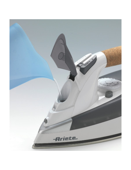 Ariete Steam Iron 6232 Grey - Ferro da stiro con piastra Acciaio Inox - manico in sughero - serbatoio 300 ml - 2200 Watt - Bianc