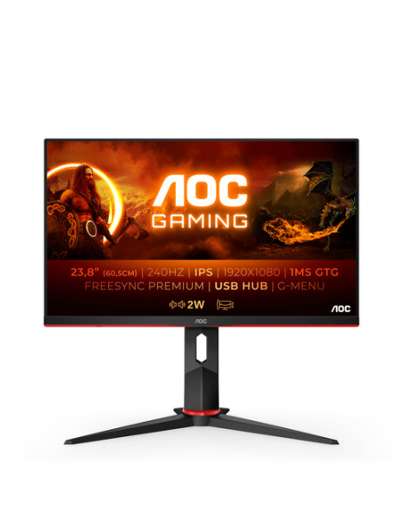 AOC G2 24G2ZU/BK LED display 60,5 cm (23.8") 1920 x 1080 Pixel Full HD Nero, Rosso