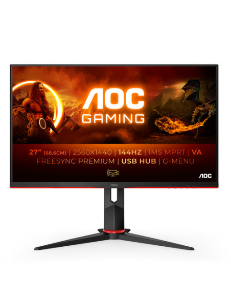 AOC G2 Q27G2U/BK Monitor PC 68,6 cm (27") 2560 x 1440 Pixel Quad HD LED Nero, Rosso