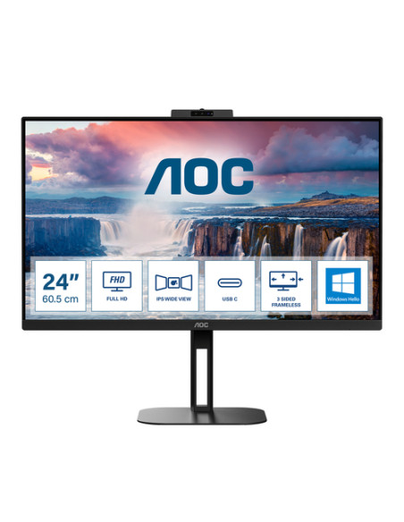 AOC V5 24V5CW/BK Monitor PC 60,5 cm (23.8") 1920 x 1080 Pixel Full HD LED Nero