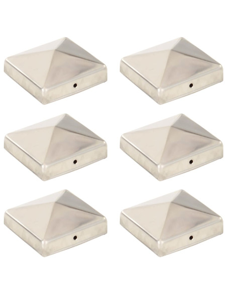 Tappi per Pali a Piramide 6 pz in Acciaio Inox 81x81 mm