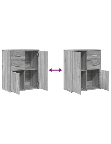 Credenze 2 pz Grigio Sonoma 60x31x70 cm in Legno Multistrato