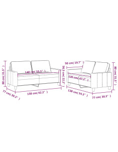 Set di Divani 2 pz con Cuscini rosa in Velluto