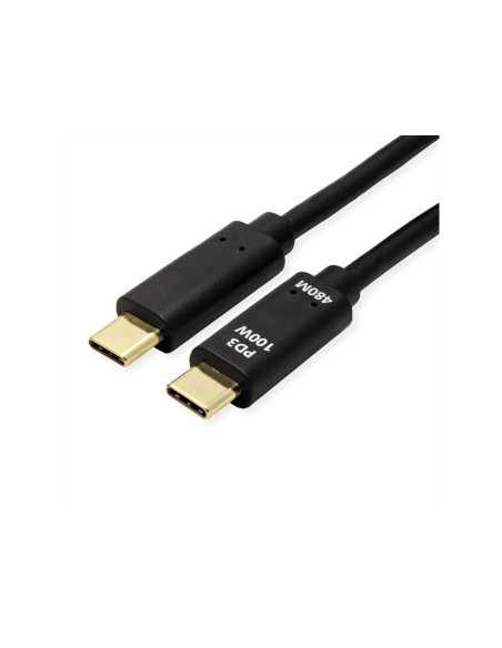 CAVO USB 2.0 C-C 3MT M/M BK CONTATTI DORATI VALUE PD 20V/5A