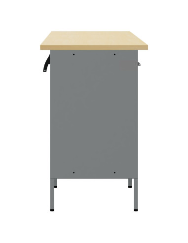 Mobile da lavoro con ruota 3 pcs Nero e Grigio 75 x 45 x 85 cm