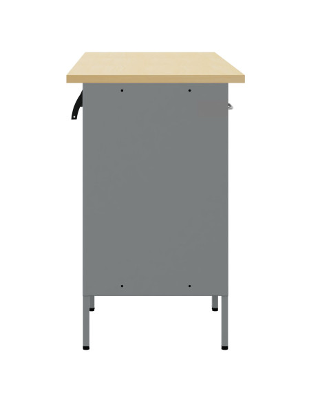 Mobile da lavoro con ruota 3 pcs Nero e Grigio 75 x 45 x 85 cm