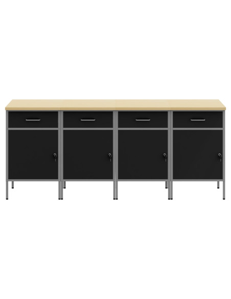 Armadio da lavoro  4 pcs Nero e Grigio in legno ingegnerizzato e acciaio
