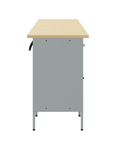 Set di mobili da lavoro con cassetto 5 pcs Rosso e Grigio