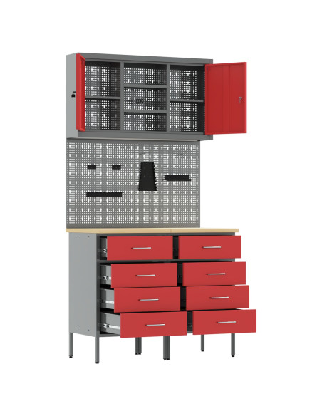 Set di mobili da lavoro con cassetto con blocco 5 pcs Rosso