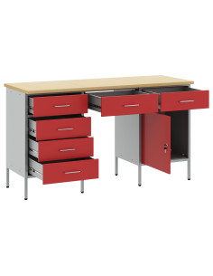 Mobile da lavoro con cassetto 3 pcs Rosso 150 x 55 x 85 cm 2