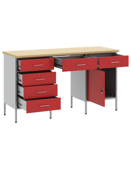 Mobile da lavoro con cassetto 3 pcs Rosso 150 x 55 x 85 cm