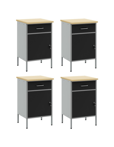 Mobile da lavoro 4 pcs Nero e Grigio 200 x 55 x 85 cm