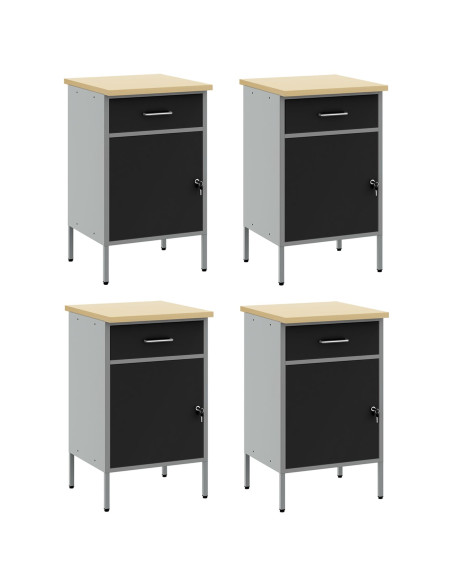 Armadio da lavoro  4 pcs Nero e Grigio in legno ingegnerizzato e acciaio