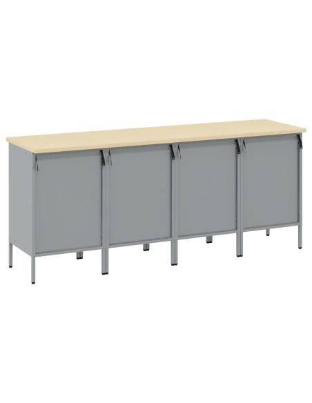 Armadio da lavoro  4 pcs Nero e Grigio in legno ingegnerizzato e acciaio