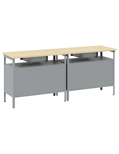Set banco da lavoro 2 pcs Rosso e Grigio 200 x 55 x 85 cm