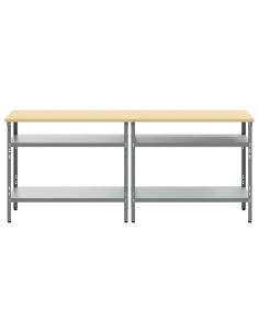 Set banco da lavoro 2 pcs Beige e grigio 200 x 55 x 85 cm 2