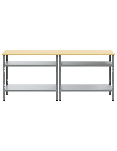 Set banco da lavoro 2 pcs Beige e grigio 200 x 55 x 85 cm