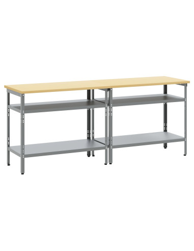 Set banco da lavoro 2 pcs Beige e grigio 200 x 55 x 85 cm