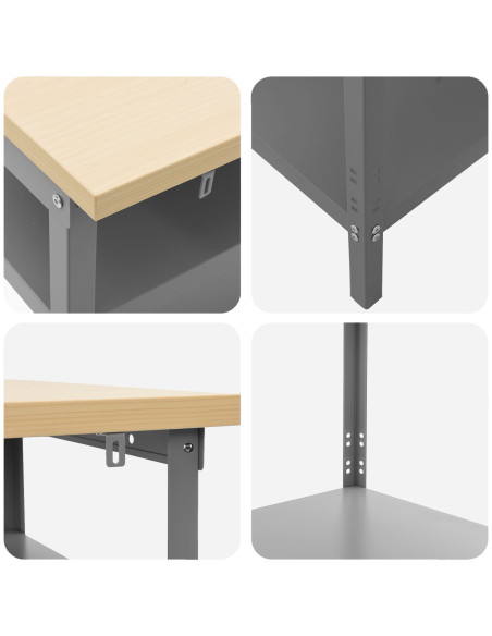 Set banco da lavoro 2 pcs Beige e grigio 200 x 55 x 85 cm