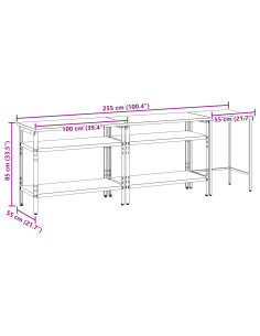 Set banco da lavoro con lo scaffale 3 pcs Beige e grigio 2