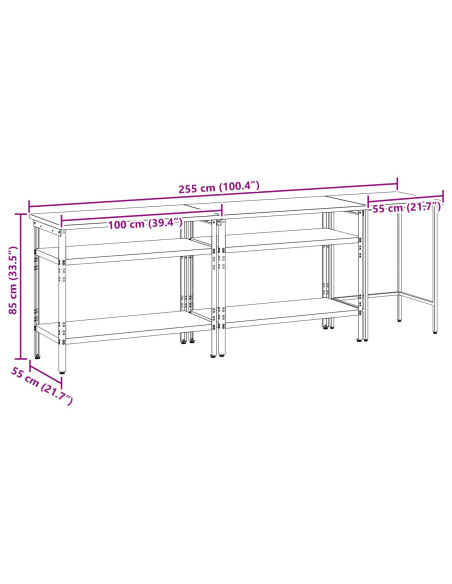 Set banco da lavoro con lo scaffale 3 pcs Beige e grigio