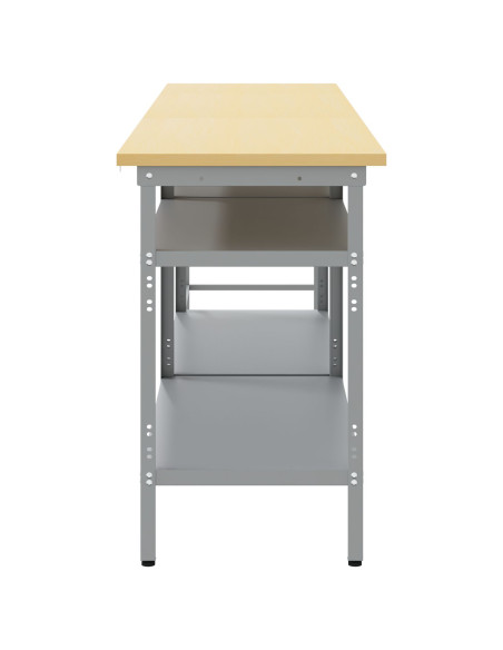 Set di banchi da lavoro in acciaio grigio, 3 pezzi