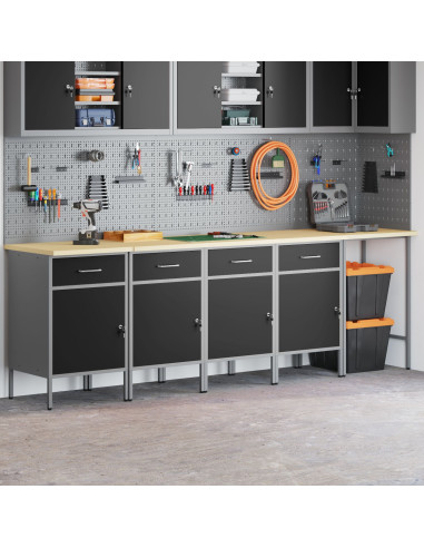 Set di mobili da lavoro con cassetto 5 pcs Nero e Grigio