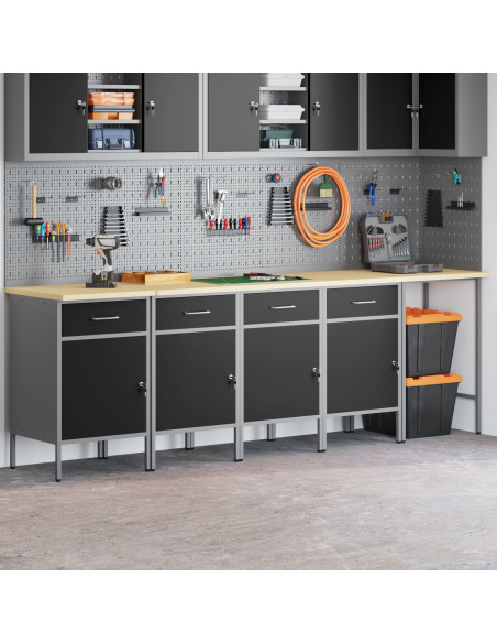 Set di mobili da lavoro con cassetto 5 pcs Nero e Grigio