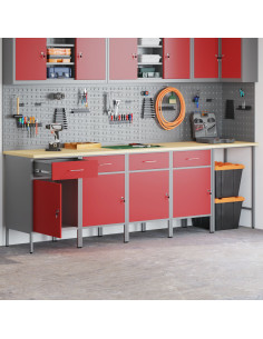 Set di mobili da lavoro con cassetto 5 pcs Rosso e Grigio 2
