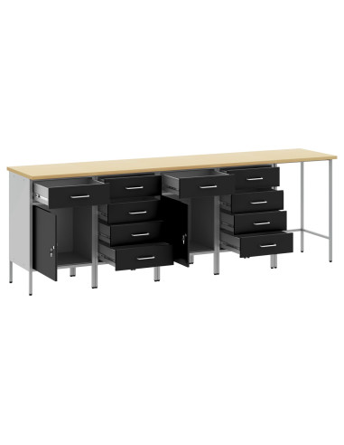 Set di mobili da lavoro con cassetto 5 pcs Nero e Grigio