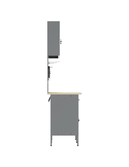 Set di 5 pezzi di armadio da lavoro e pannello forato MDF e metallo nero