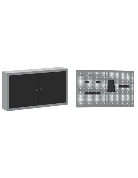 Set di 5 pezzi di armadio da lavoro e pannello forato MDF e metallo nero