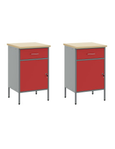 Mobile da lavoro 5 pcs Rosso Legno ingegnerizzato e acciaio 2