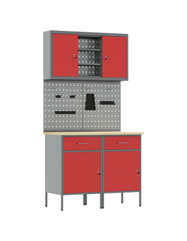 Set di mobili da lavoro con cassetto con blocco 6 pcs Rosso