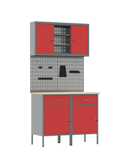 Set di mobili da lavoro con cassetto con blocco 6 pcs Rosso