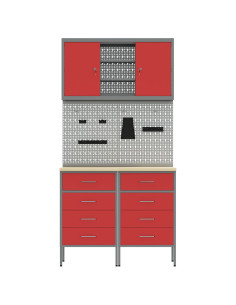 Set di mobili da lavoro con cassetto con blocco 5 pcs Rosso 2