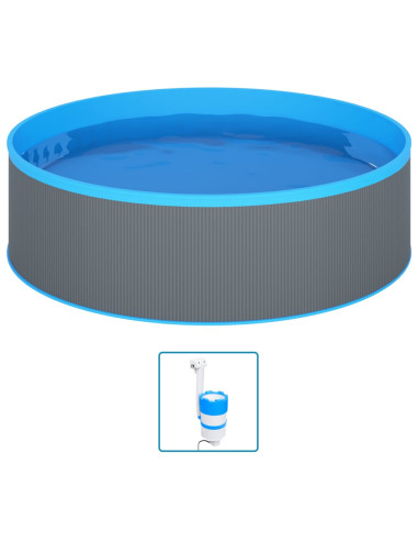 Piscina Fuori Terra con Skimmer e Pompa Sospesi 350x90cm Grigia