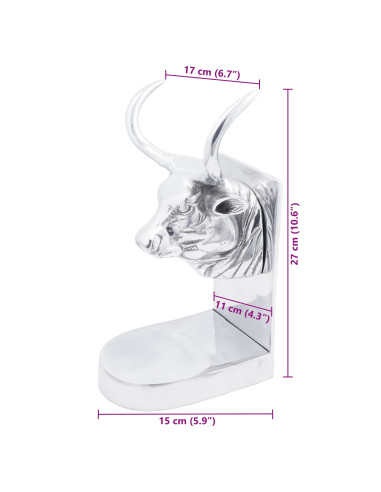 Fermalibri 2 pcs Argento 17 x 15 x 27 cm Alluminio