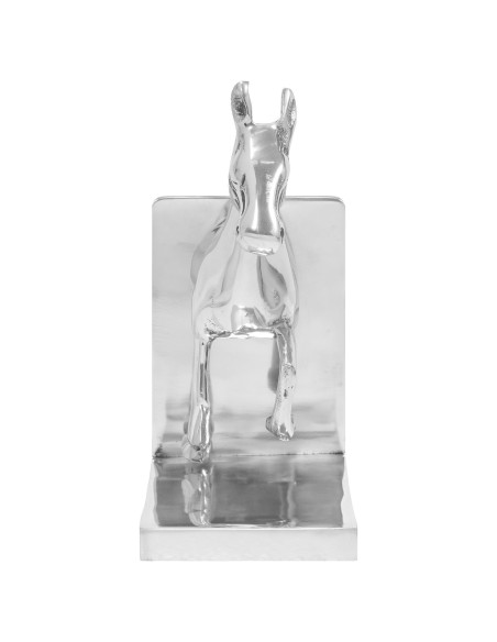 Fermalibri 2 pz Argento 11x14x25 cm Alluminio Cavallo