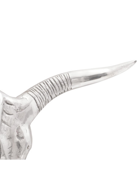 Teschio di Toro da Parete Argento 49x10x36 cm Alluminio