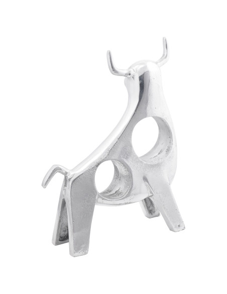 Scultura di toro  Argento 22x9,5x34 cm Alluminio